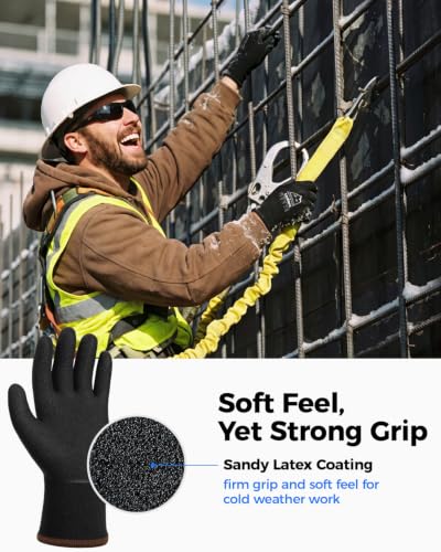 toolant Winter Work Gloves for Men & Women, Freezer Gloves with Super Durable & Grip, Insulated Liner for Cold Weather 2 Pair Large Blue