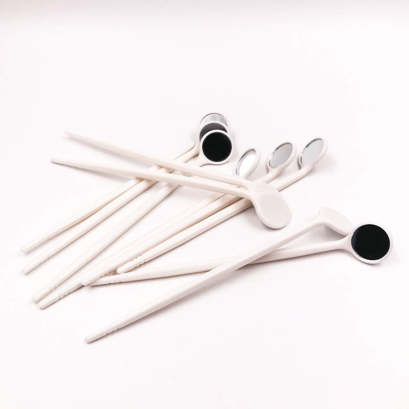100pcs Disposable Dental Exam Mouth Mirrors Oral Dental Mirror Plastic Dental Instrument (White) White