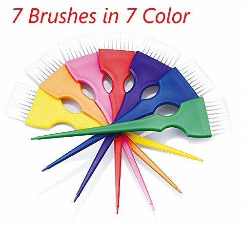 PERFEHAIR Small Hair Coloring Dye Mixing Tint Bowls and Brush Kit - 7-Piece Set in Vibrant Rainbow Colors | 200 ml Capacity per Bowl