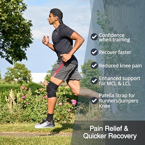 Knee Brace for Men & Women with Patented 4-Way Adjustable Support black