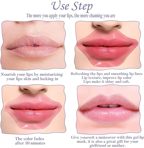 VEZE Lip Masks 20 Pcs, Mask for Dry Lip, Sheets, Collagen Skin Care, Crystal Pads Moisturizing, Anti-Wrinkle, Anti-Aging, Firms & Hydrates Lips, Sleep Pink Count (Pack of 1) Lip Masks--Pink