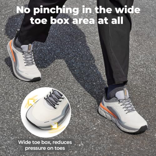FitVille Extra Wide Shoes for Men Running Walking Comfortable Wide Toe Box Shoes for Men Lightweight Sneakers Non Slip Cushioned 9 X-Wide Gradient Grey