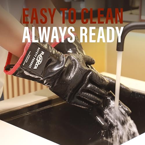RAPICCA BBQ Grill Gloves, 932°F Heat Resistant Neoprene, 14 in XL 10/XL (14 in, 932 °F)
