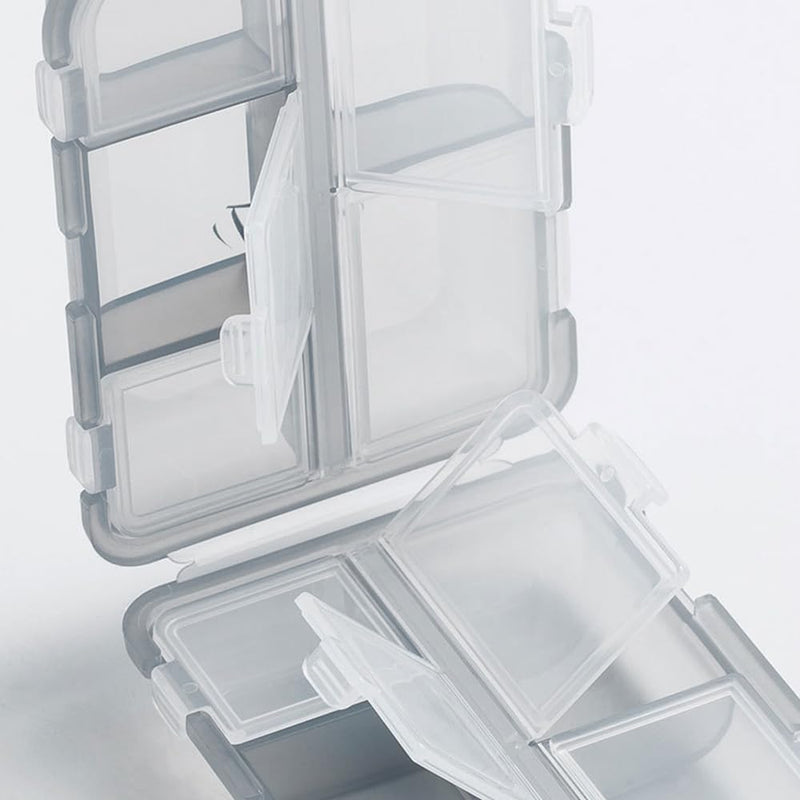 10 Grid Pill Organizer Compact Daily Portable Travel Storage Case with Labels for Vitamin Supplement Carrying Grey 1 Pack Gray