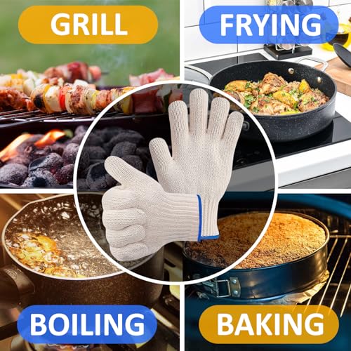 KETAR 2 Pair Aramid Fiber Heat Resistant Gloves for Cooking, 9.5 Inch