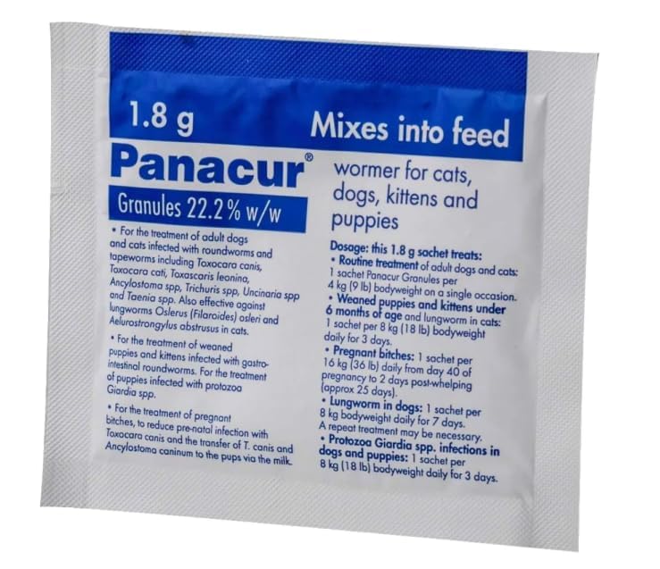 Panacur Granules 22% 1.8g for Cats & Dogs – 3 Sachets