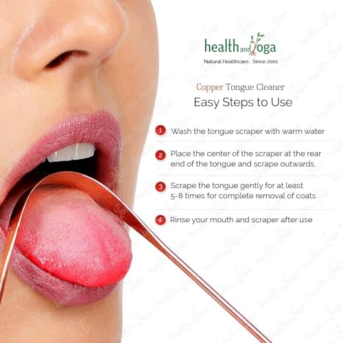 HealthAndYoga™ qSwipe Copper Tongue Cleaners with Comfort Grip (Set of 2) Plus qLoop Copper Tongue Cleaner (Set of 2)