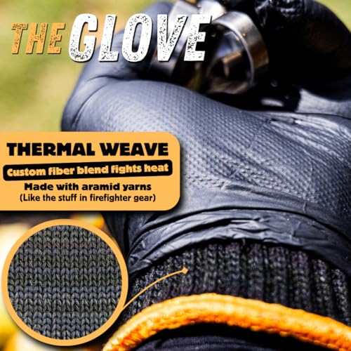 Grilling Glove Kit – Thermal Knit Liners Made in the USA – Diamond Textured Nitrile Covers – Oven Mitts for BBQ, Smoking Meat, and Barbecue Food Prep