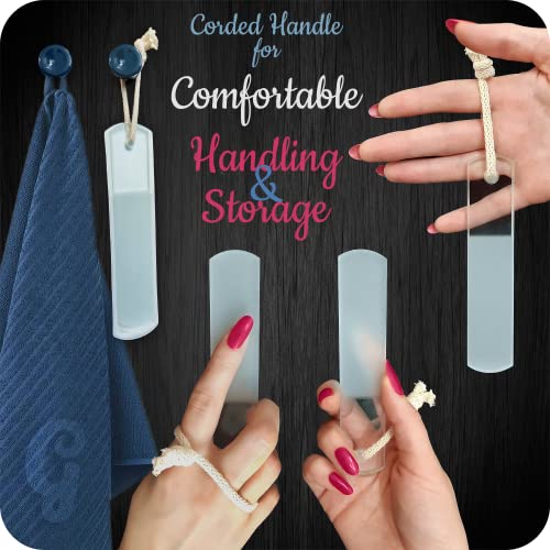 GLADZY Czech Glass Foot File Callus Remover – Double Sided Etched, Different Grit Coarse & Fine Surfaces for Hard Skin & Cracked Heels, Professional Pedicure Tool, Washable Reusable, Made in EU Medium