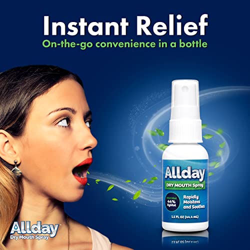Allday Dry Mouth Spray - Maximum Strength Xylitol, Fast Acting, Long Lasting, Non-Acidic (Pack of 4) 1.5 Fl Oz (Pack of 4)