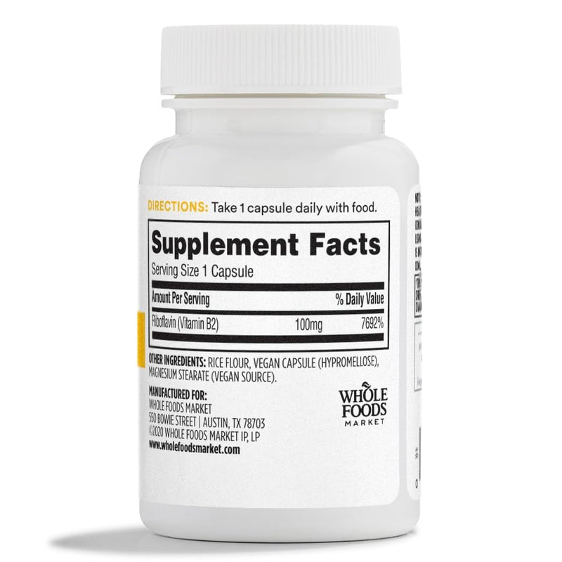 365 by Whole Foods Market Vitamin B2 100mg, 100 CT 100 Count (Pack of 1)
