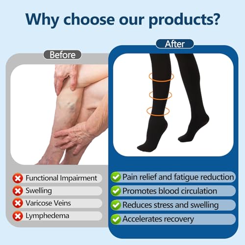 Medical Compression Pantyhose for Women Men,20-30 MmHg Graduated Support Stockings Opaque Closed,Toe Hose High Waist Tights,Leggings,for Varicose Veins,Medias,Lipedema,Maternity XL Black