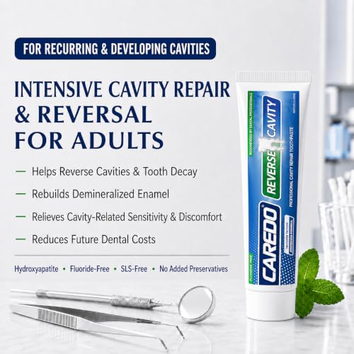 CAREDO Cavity Reversal Reversing Toothpaste, Reverse Cavities & Tooth Decay Spearmint 3.52 Ounce (Pack of 1)