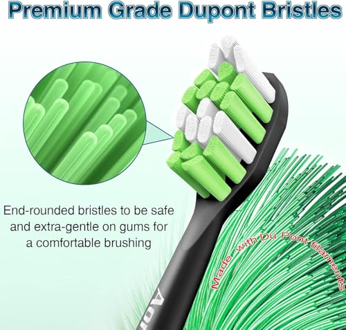 Aoremon Toothbrush Replacement Heads for Phillips Sonicare Replacement Brush Head Compatible with Most Philips Sonicare Click-on Electric Toothbrush, Black 10 Pcs (Pack of 2)