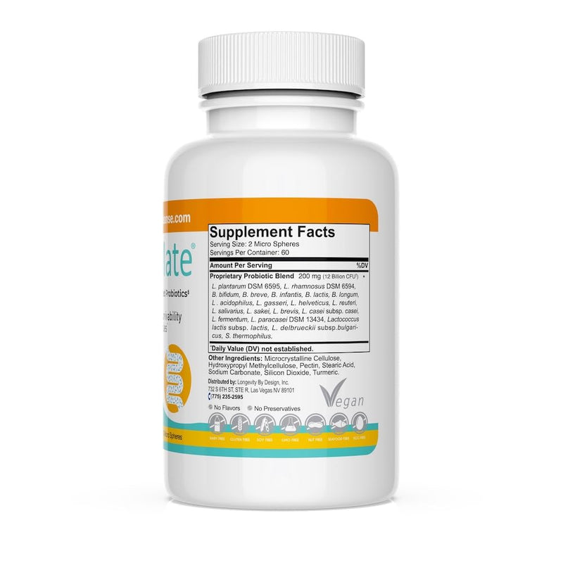 Gut Mate® Probiotics - Clinically documented Strains - 15x More Effective Than Standard Capsules- Patented BIO-Tract® Micro Pearls - Vegan, Vegetarian, Dairy-Free - Room Temp Stable
