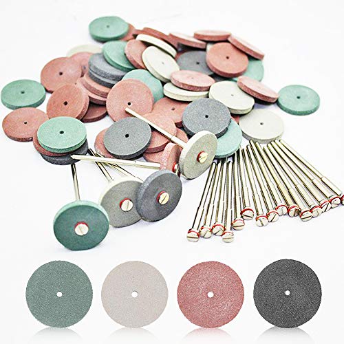 40Pcs Polishing Wheels Kit, Mixed Lab Beauty Silicone Rubber Polishing Wheels with 12Pcs Mandrel Shank for Jewelry, Dental Lab, Rotary Tool, 4 Colors