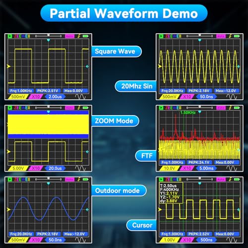 3 in 1 Portable Oscilloscope 20MHz Bandwidth, Handheld Signal Generator