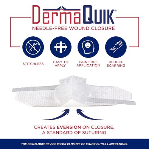 Home & Field Wound Closure Strips by DermaClip – 3 Pack Patented Laceration Strips, Upgrade from Small Butterfly Bandages for Wound Closure, Breathable, Zip Stitchless Kit Home 3 Pack