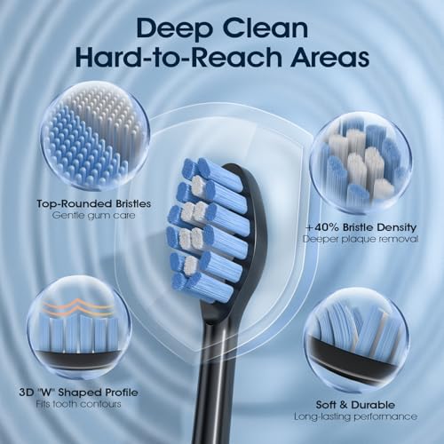 OasiSmile Sonic Electric Toothbrush, 42000 VPM Toothbrush with 6 Brush Heads & Travel Case, 5 Modes with 2 Minutes Built in Smart Timer, Wireless Charging, 100-Day Battery Life for Home Travel Black