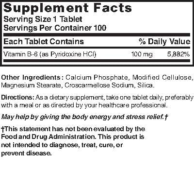 NAT B Vitamin B-6 TB 100MG 100
