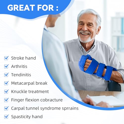 Fanwer Resting Hand Splint, Stroke Hand Therapy Equipment for Stroke Recovery Patients, Carpal Tunnel Syndrome, Arthritis, Tendinitis, Metacarpal Breaks (Small Right) Small Right