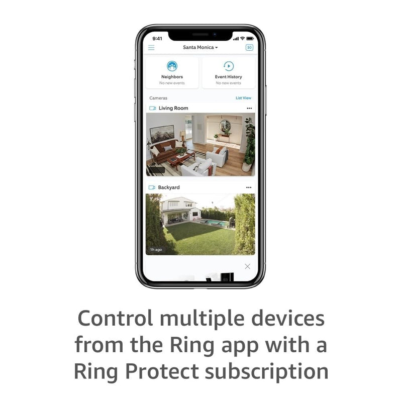 Ring Stick Up Cam Plug-In | Weather-Resistant Outdoor Camera, Live View, Color Night Vision, Two-way Talk, Motion alerts, Works with Alexa | White Device Only 1 Camera - BeesActive Australia