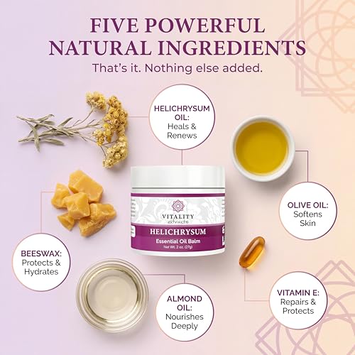 Vitality Extracts Helichrysum Balm - 2oz, Helichrysum Gymnocephalum, Beeswax, Almond Oil, Ultra-Moisturizing, Skin Healing, Full Body Hydration 2 Ounce (Pack of 1)