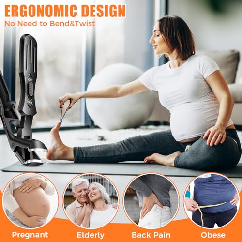 Toenail Clippers for Seniors Thick Toenails, 2026 Large Angled Nail Clippers for Men Thick Nails with Catcher, Heavy Duty Nail Cutter Long Handle Sharp Fingernail Clipper Gifts for Men Women Adults Black Angled Head Nail Clippers