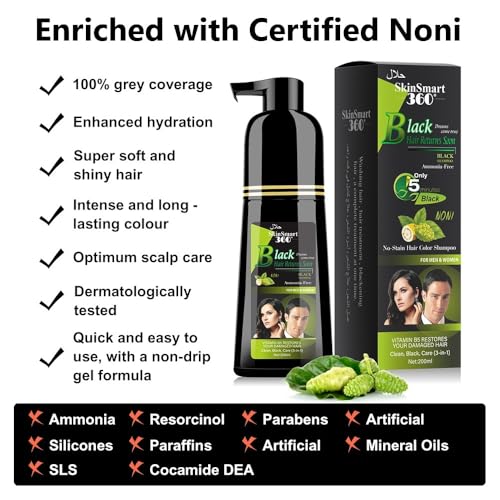 Hair Dye Shampoo, Natural Black, 200 mL