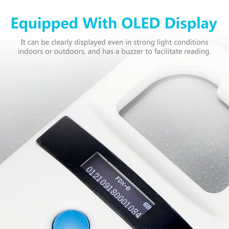 Dog Microchip Reader, Pet Microchip Scanner with OLED Display Screen, Pet Chip ID Scanner Supports FDX-B (ISO11784/11785) and EMID Microchips, for Animal Management - BeesActive Australia