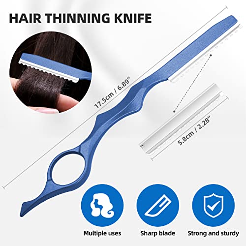 Professional Hair Cutting Scissors Sets Stainless Steel Barber Hairdressing Scissors Multifunctional Salon Thinning Scissors Straight Shears Tools for Men Women Home Use (Blue) Blue