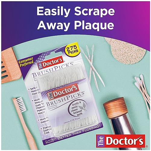 The Doctor's BrushPicks Interdental Toothpicks, 1,100 Picks, 4 Pack of 275 Picks 275 Count (Pack of 4)