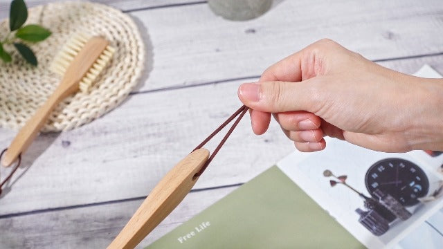 2 Pcs Wooden Nail Brush with Boar Bristles, Double Sided Scrub
