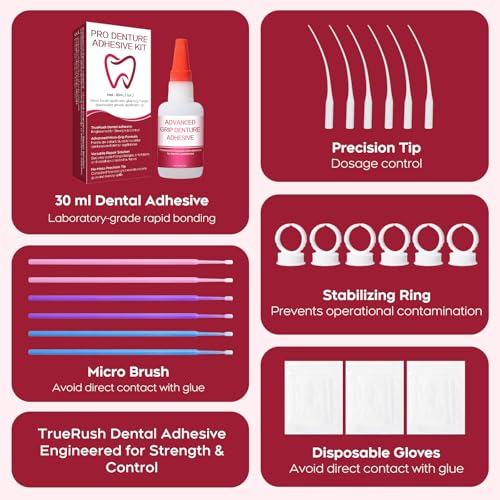 Dental Lab Fast-Setting Denture Repair Glue – Instant Bonding Adhesive for Crack Repair & Gap Filling, Strong Temporary Hold for Dentures & Lab Tools, Sets in 15-60 Seconds, 1oz Black