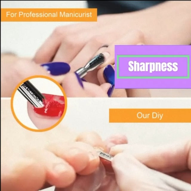 ProMax Care Double Ended Cuticle Pusher and Nail Cleaner Professional Grade Surgical Stainless Steel Dual Action Manicure and Pedicure Tool for Fingernails and Toenails Silver