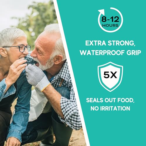 Extra Strong Denture Adhesive Cream, 12 Hour Hold Dental Glue, Waterproof, Zinc & Fluoride Free, Easy Apply Nozzle, Seals Food Out for Comfort, Mint Flavor (5 Pack, 7 Fl Oz) 5 Pack
