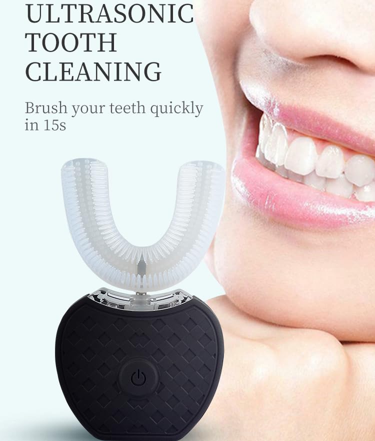 Aimery Automatic Toothbrush U Shaped Toothbrush for Adults 360° - Ultrasonic U-Electric Toothbrushes for Teeth Whitening - Wireless Charging & LED Light - Waterproof IPX7