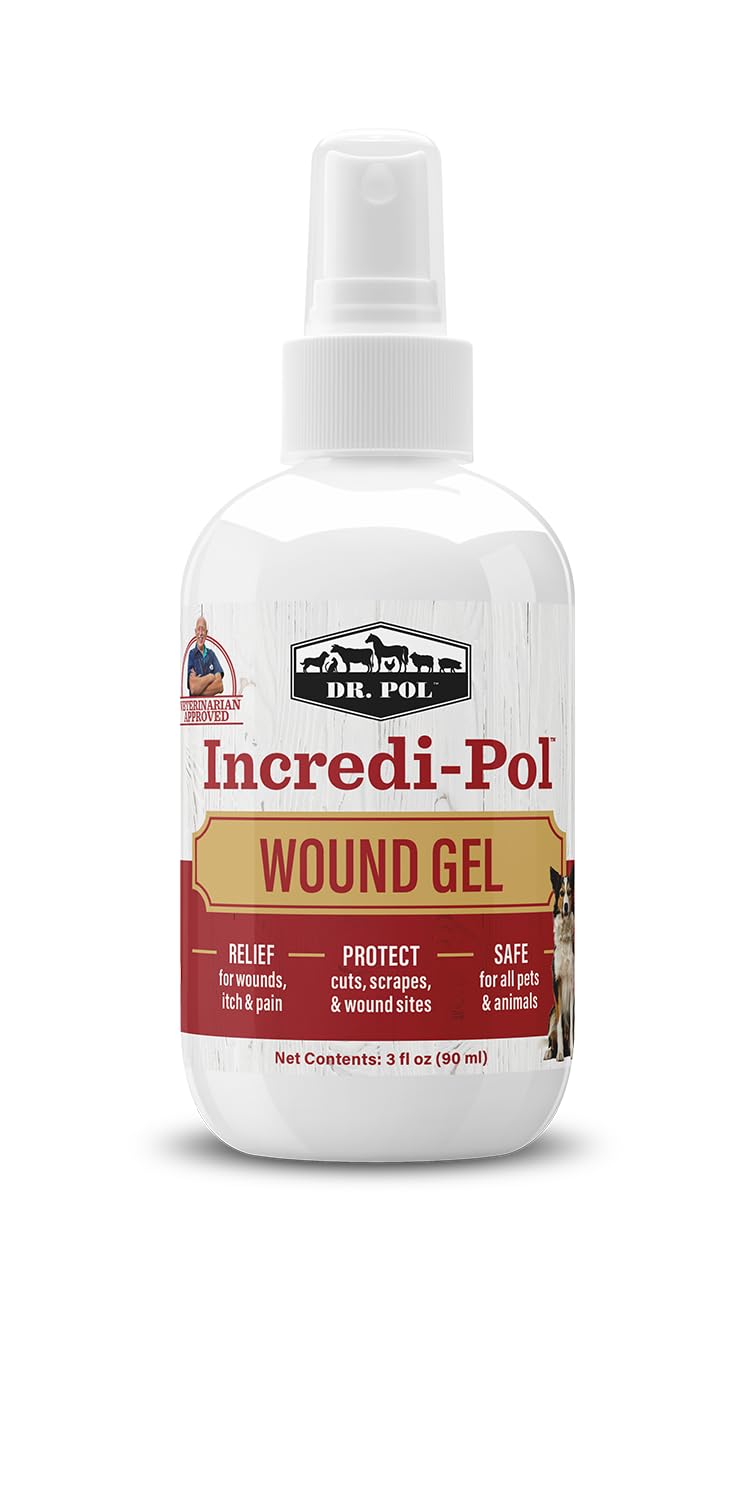 Dr. Pol Incredi-Pol Wound Gel Spray for Dogs, Cats, and All Animals - Dog Wound Care Gel to Relieve Itch and Pain - Protects Wounds, Scrapes, and Incisions - 3 Fluid Ounces - BeesActive Australia
