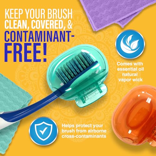 GuruNanda Brush Pods - Toothbrush Cover for Manual & Electric Toothbrush, Keeps Toothbrush Fresh & Clean, Travel Accessories with Natural Essential Oil Vapors, 24 Pack Pack of 24