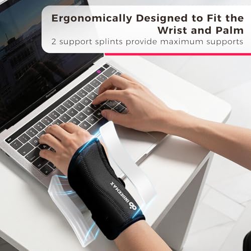 INDEEMAX Copper Carpal Tunnel Wrist Brace, Adjustable Wrist Support Splint for Night Sleep & Daytime Working, Hand Braces Pain Relief for Arthritis, Tendonitis, Sprain, Men & Women(Right Hand-Black, S/M) Right Hand-Black Small/Medium (Pack of 1)