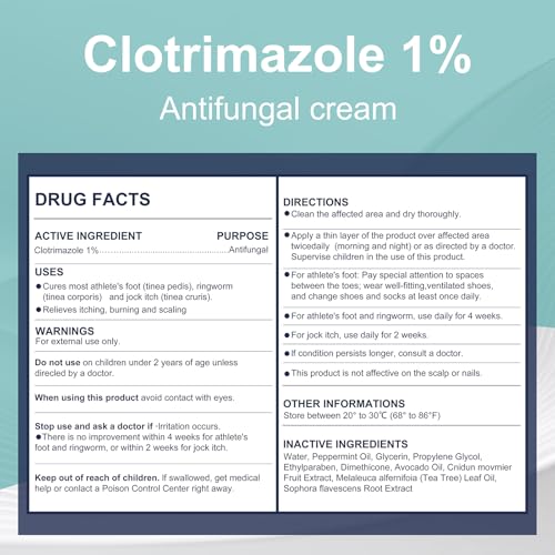 Antifungal Cream for Athlete’s Foot, Jock Itch - 1% Clotrimazole