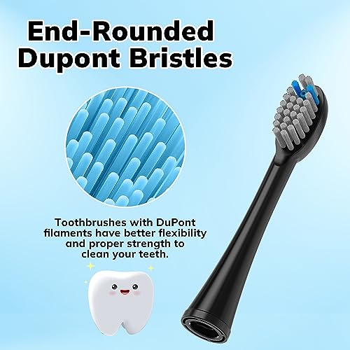 6 Pack Replacement Flossing Toothbrush Heads for Waterpik Sonic Fusion - Compatible with SF-01/SF-02/SF-03/SF-04 - Black with Caps 6p Black