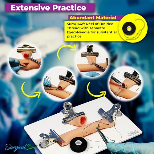 SurgicalSim Bowel Anastomosis Suture Practice Kit, End-to-Side Techniques, Includes 1 x Long and 1 x Short 0.8" Diameter Models, Tool Kit, Threads, Ideal for Practice, Demonstration, for Students