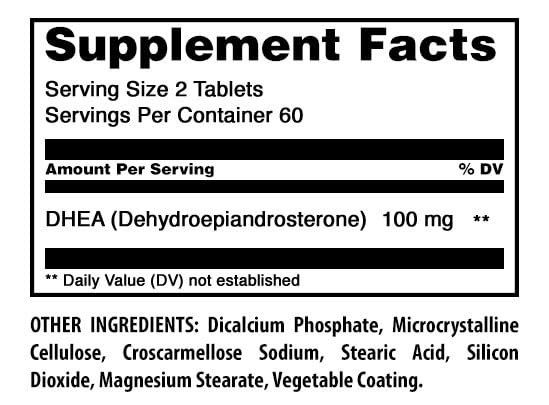 Amazing Formulas DHEA 100 Mg per Serving | 120 Tablets Supplement | (Dehydroepiandrosterone) | Non-GMO | Gluten-Free | Made in USA 1 Pack | 120 Count