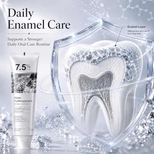 7.5% Hydroxyapatite Toothpaste for Enamel Protection, Fluoride-Free Formula with Gentle Mint, for Sensitive Teeth, Daily Protection, Long-Lasting Fresh Breath, 4.23 Oz (Grey，3PC) Grey 4.23 Fl Oz (Pack of 3)