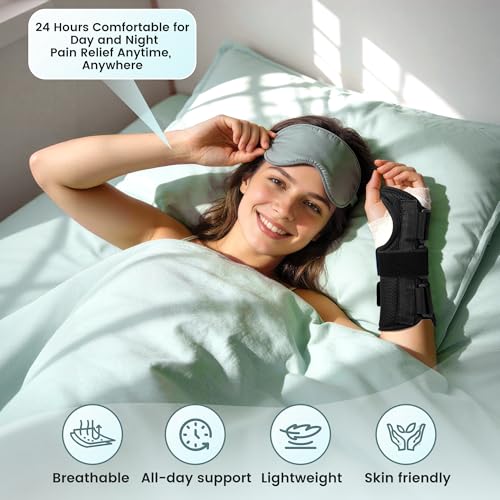 Medibot Blue Black Wrist Brace for Carpal Tunnel - Adjustable Spica Splint for Carpal Tunnel, Sprain, De Quervain's, Injuries, Wrist Pain, Tendonitis Pain Relief and Arthritis, M Size for Men & Women Medium Right Hand-Blue Black