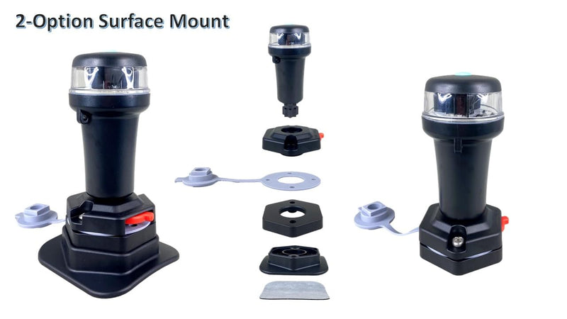 Pactrade Marine Navigation Lights for Boats LED - Red/Green Battery Powered Nav Lights for Boats - Surface Mounts (Curved), Fixed Base, 3-Mode Operation - 1NM Waterproof - BeesActive Australia