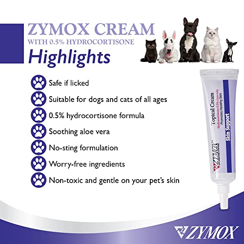 Zymox Topical Cream with 0.5% Hydrocortisone for Dogs and Cats, 1oz Net wt 1 Ounce
