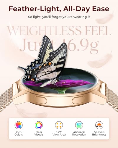 Iaret Smart Watch for Women, 1.27" HD Fitness Tracker with 4 Bands & Necklace Gift Set, Heart Rate SpO2 Sleep Monitor, 120+ Sport Modes, Call & Notifications, Smartwatch for Android iPhone, 40mm Starlight