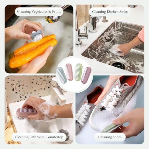 Nail Brush for Cleaning Fingernails, Larbois Deep Cleaning Fingernail Brush Two Sided Hand Fingernail Scrub Brush for Cleaning Nail Scrubber Brush Heavy Duty Foot Brush for Men Women Toes 4 PCS